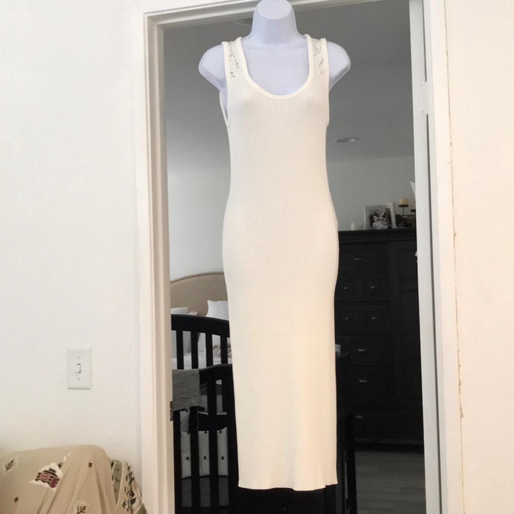 NWT Michael Kors dress off white bodycon Sz M midi holiday dress